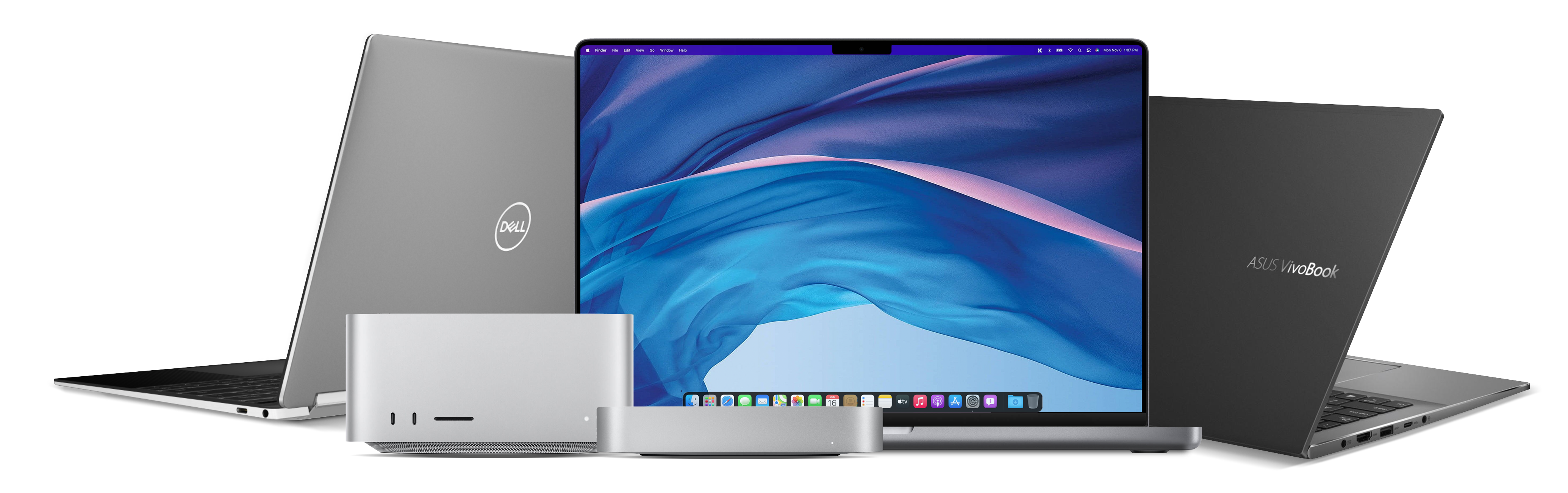 Group of computers that feature Thunderbolt ports.