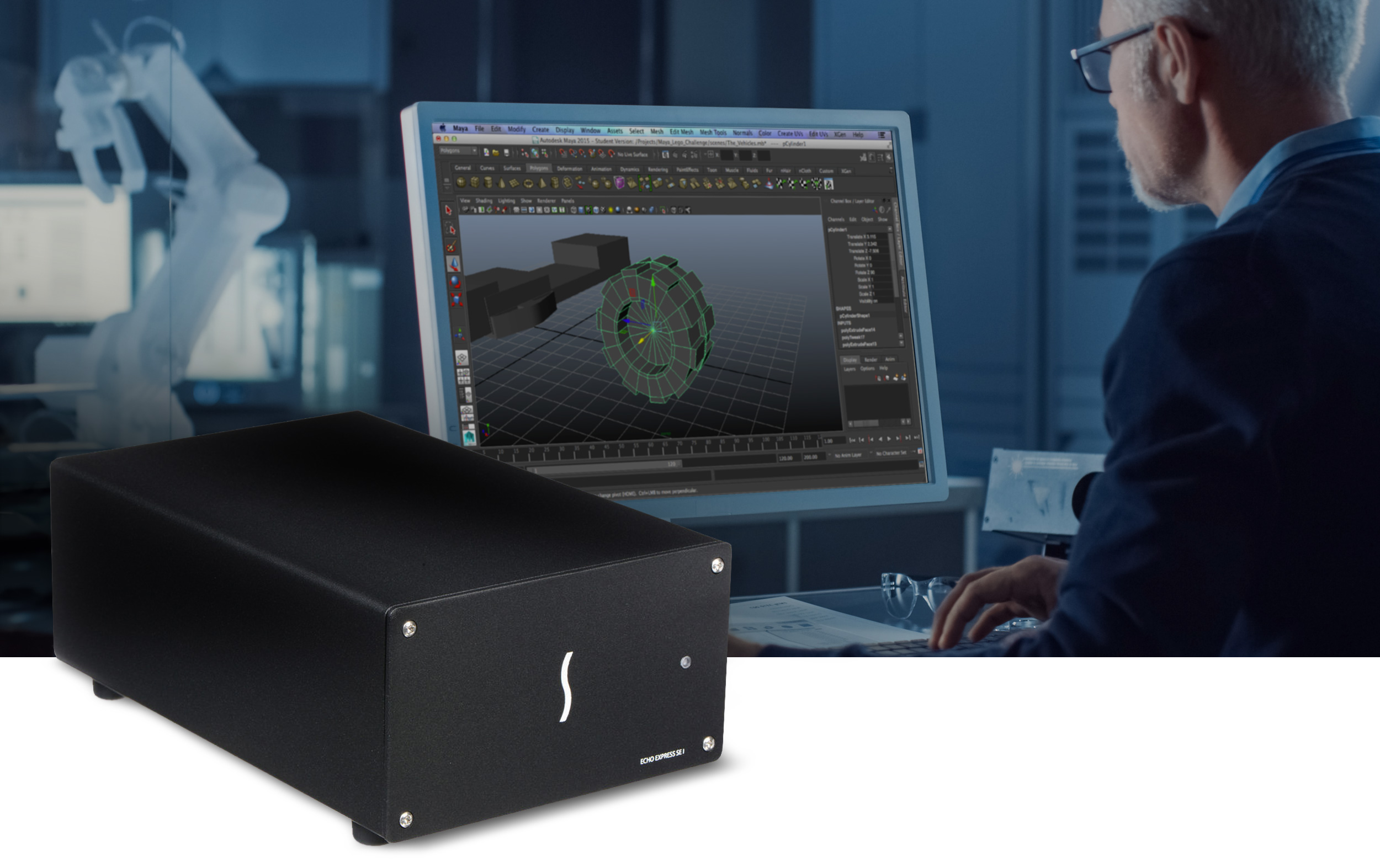 Sonnet Echo Express SE I Thunderbolt Expansion System lifestyle shot.