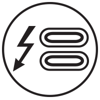 Two Thunderbolt ports icon.