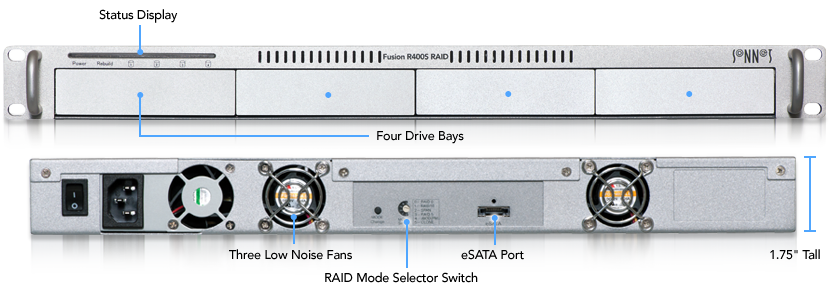 Fusion R400S RAID Front and Back Views