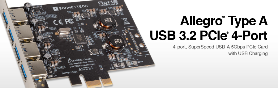 Allegro Type A USB 3.2 PCIe 4-Port Card